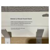 LOT OF 2 Brightroom Mixed Material 5 Hooks Rail Matte White : Wall Mounted Decorative Hook Rack, Steel & Rubberwood, 22.5" Length