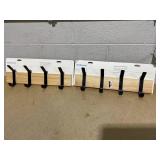 LOT OF 2 Brightroom Mixed Material 4 Hooks Rail Matte Black on Light Wood : Wall Mounted Decorative Rack, Iron & Rubberwood