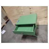 Green Campaign-Style Accent Table Single Drawer X-Base Legs