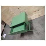 Green Campaign-Style Accent Table Single Drawer X-Base Legs