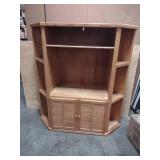 Wooden Corner Entertainment Center Slatted Doors