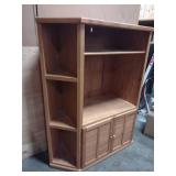 Wooden Corner Entertainment Center Slatted Doors
