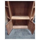 Wooden Corner Entertainment Center Slatted Doors