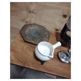 Fondue Pot, Olive Tray, Silver Palted Plate