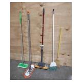 Assorted Brooms and Mops