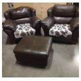 2 "Leather" Arm Chairs 1 Ottoman