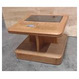 Wooden End Table with Mirror