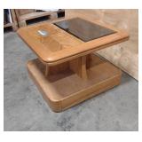 Wooden End Table with Mirror