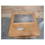 Wooden End Table with Mirror