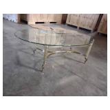 Oval Glass Coffee Table Metal Gold-Tone Base