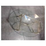 Oval Glass Coffee Table Metal Gold-Tone Base
