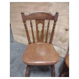Matching Wood Spindle-Back Side Chairs Leather Seat