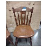 Matching Wood Spindle-Back Side Chairs Leather Seat
