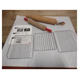 2 Vintage Lefse Rolling Pins 3 Smaller Cooling Racks