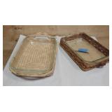 2 Pyrex Glass Cake Pans with Basket "Warmers"