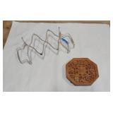 Expandable Casserole Trivet/transport holder and Hand Carved Wooden Trivet