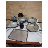 Assorted Kitchen items Pots and Pans Hamilton Beach Personal Blender 14 oz Travel Cup with Lid