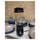 Assorted Kitchen items Pots and Pans Hamilton Beach Personal Blender 14 oz Travel Cup with Lid