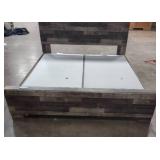 Grey Faux Pallet Wood King Bed Frame Head and Footboard with Split Box Spring