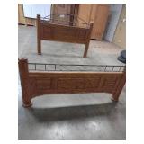 Wood and Metal King Headboard and Footboard