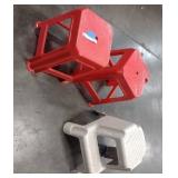 2 Red Plastic Stools 1 Plastic Sosco Step Stool