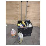 Tote of Cleaners and Household Chemicals