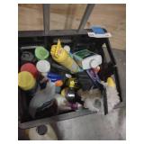 Tote of Cleaners and Household Chemicals