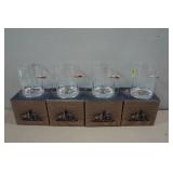 Set of Four Lucky Shot Whiskey Glasses with Embedded Bullets