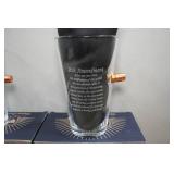 Set of Four Lucky Shot Pint Glasses with Embedded Bullets