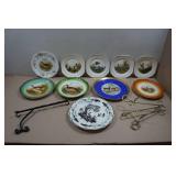 Vintage Wildlife Themed Plates with Stands