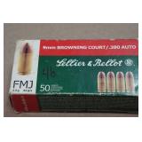46 Sellier & Bellot 9mm Browning Court/.380 Auto 92 Gr FMJ Ammo