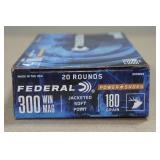 20 Federal Power-Shok .300 Win Mag 180 Gr JSP Ammo