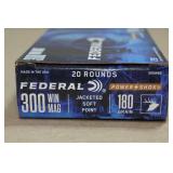 20 Federal Power-Shok .300 Win Mag 180 Gr JSP Ammo