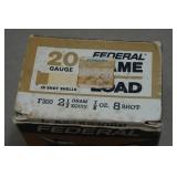 25 Federal Game Load 20 Gauge 2-3/4" 8 Shot Shotshells