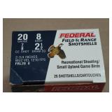 25 Federal Field & Range 20 Gauge 2-3/4" 8 Shot Shotshells
