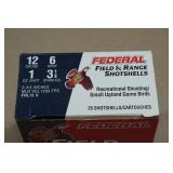 25 Federal Field & Range 12 Gauge 2-3/4" 6 Shot Shotshells