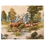 Mid Century Framed Raised Fabric of Woodland Deer