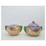 Mid Century Lusterware Anthropomorphic Bird Creamer & Sugar Bowl