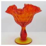 vintage FENTON Amberina Glass Compote Pedestal Bowl