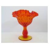 vintage FENTON Amberina Glass Compote Pedestal Bowl