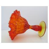 vintage FENTON Amberina Glass Compote Pedestal Bowl