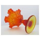 vintage FENTON Amberina Glass Compote Pedestal Bowl