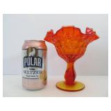vintage FENTON Amberina Glass Compote Pedestal Bowl