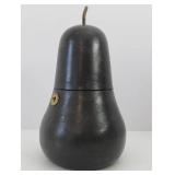Antique Wooden Pear-Shaped Tea Safe w/Key