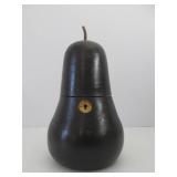 Antique Wooden Pear-Shaped Tea Safe w/Key