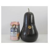 Antique Wooden Pear-Shaped Tea Safe w/Key