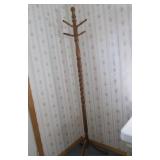 Vintage Twisted Wood Floor Standing Hat/Coat Rack