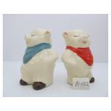 Group of SHAWNEE Pigs Cat & Elephant Cream Pitchers & Salt / Pepper Shaker Set
