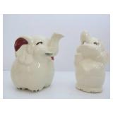 Group of SHAWNEE Pigs Cat & Elephant Cream Pitchers & Salt / Pepper Shaker Set