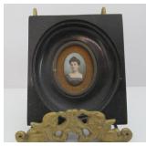 Lovely Early Antique Victorian Framed Miniature Portrait of a Woman